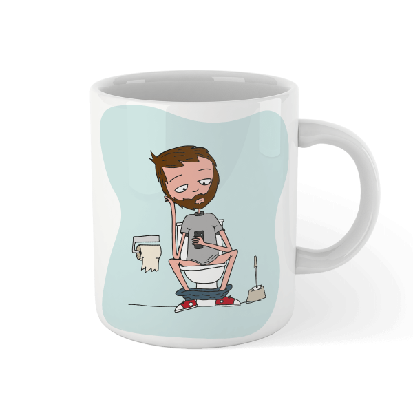 Taza hombre en el baño